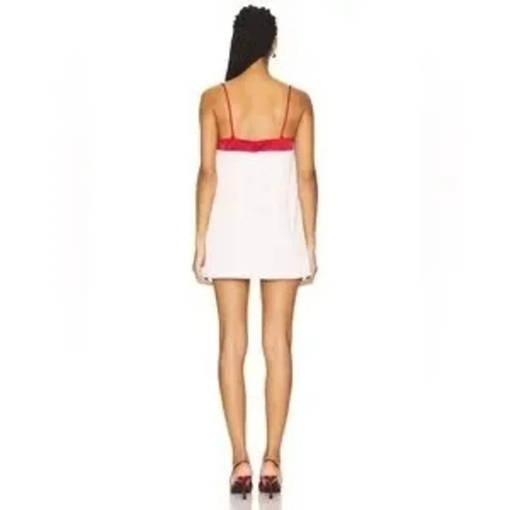 Free People Pink Mini Slip Dress with Red Satin Trim - Picture 2 of 9